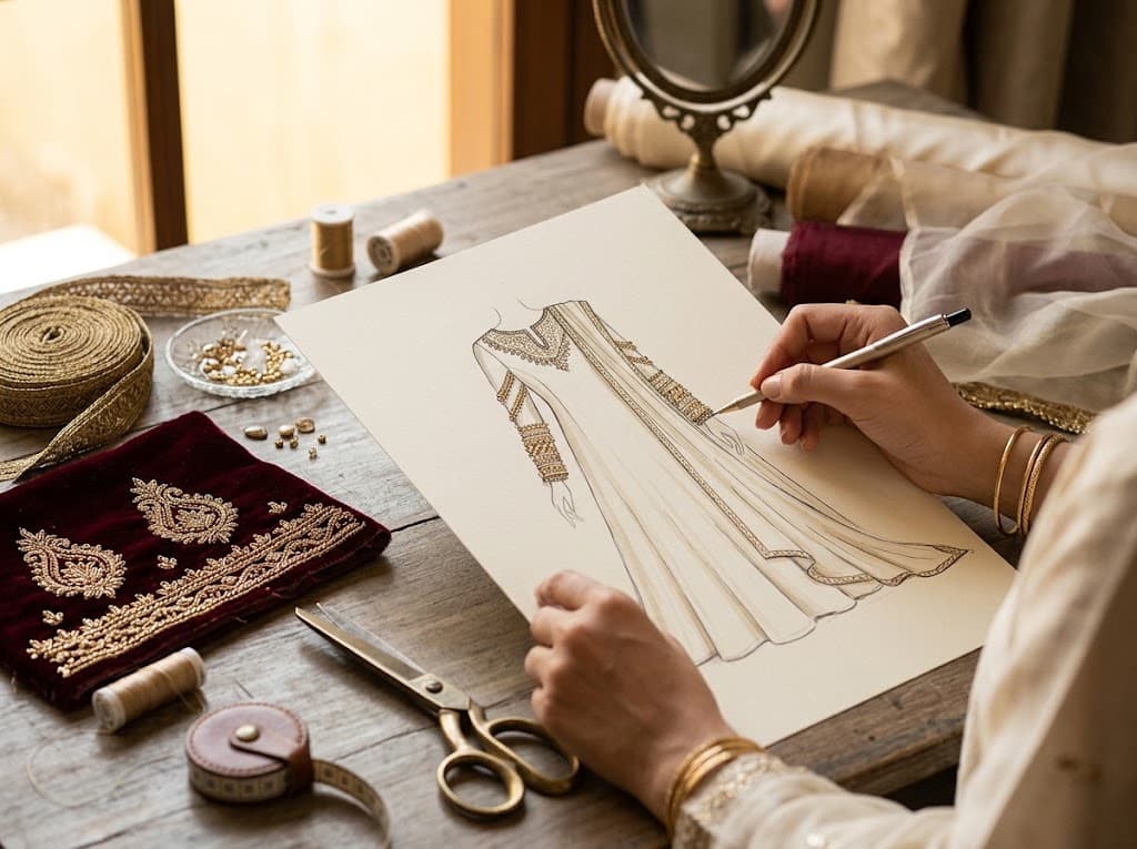 Intricate gold embroidery detail